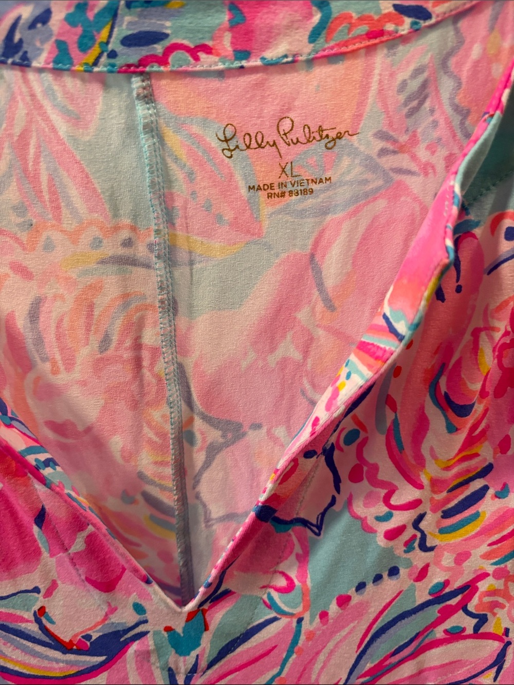 Lilly Pulitzer Pink & Aqua Floral V-Neck Dress XL - Picture 2 of 3